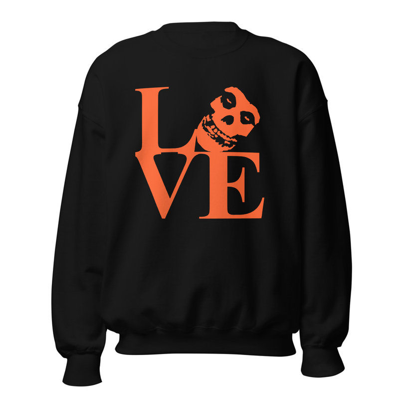 Love Skull Sweatshirt Black Orange