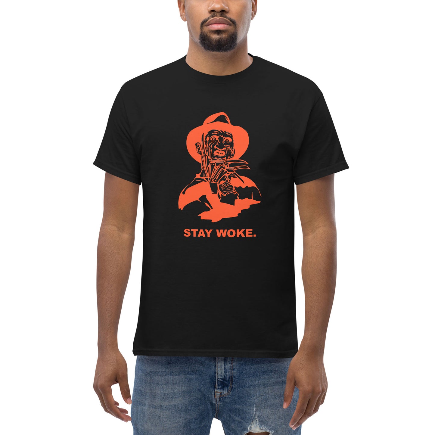Freddy Krueger Stay Woke Tee Black Orange