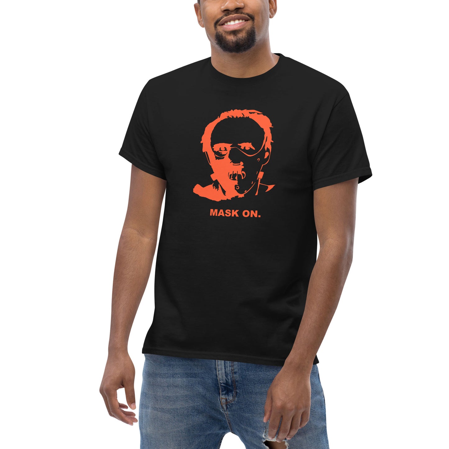Hannibal Mask On Tee Black Orange