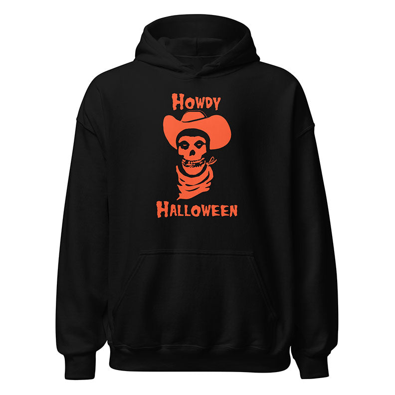 Howdy Halloween Skull Hooded Sweatshirt Black Orange