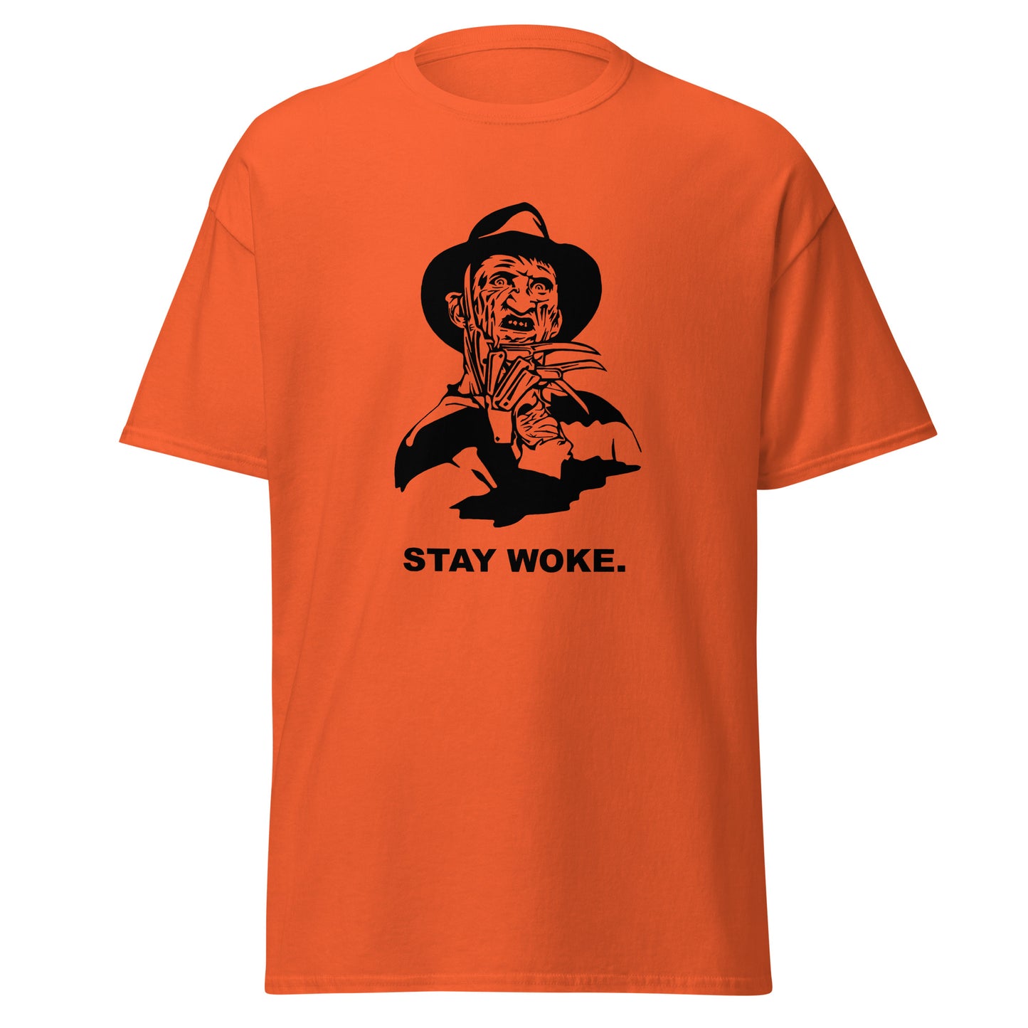 Freddy Krueger Stay Woke Tee Orange Black