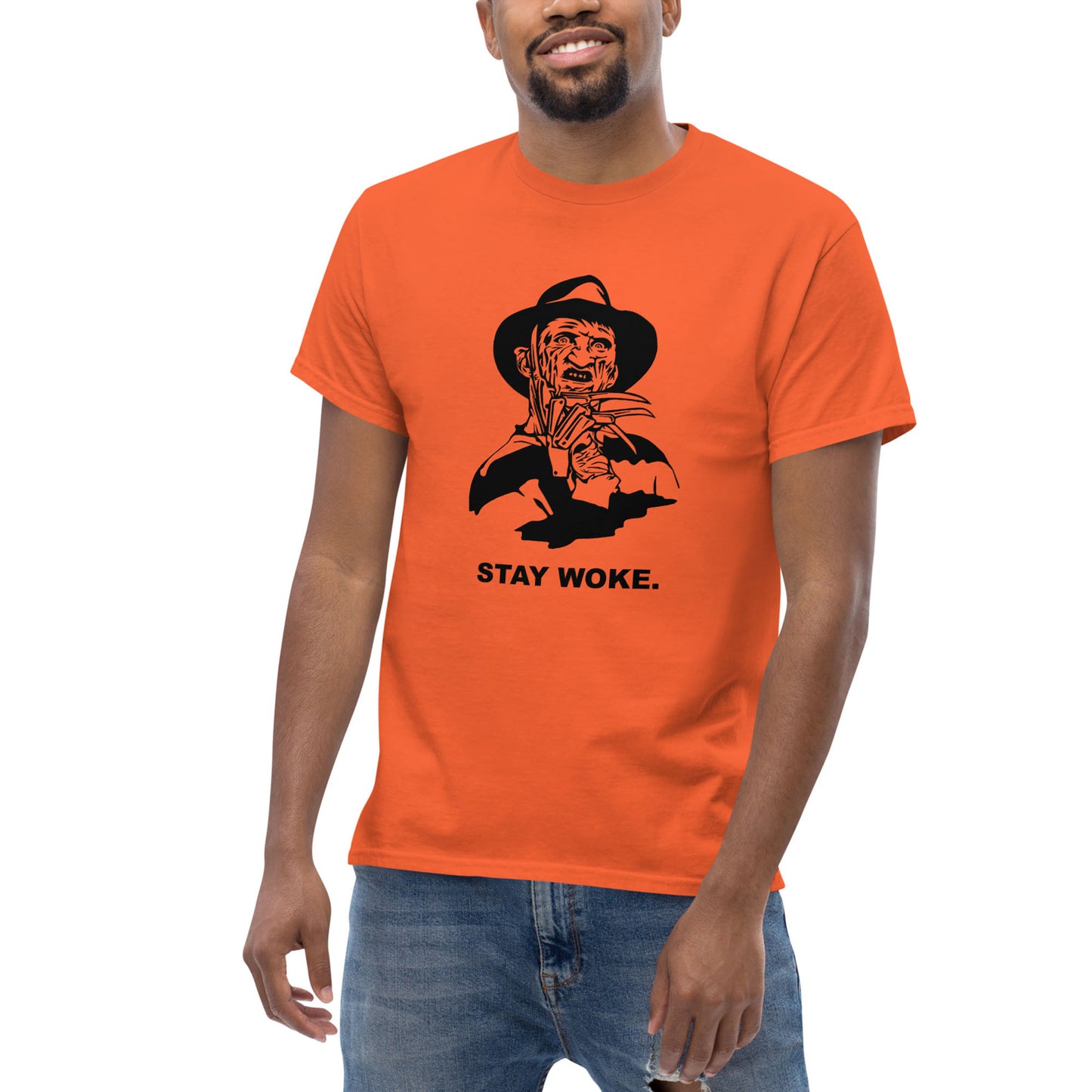 Freddy Krueger Stay Woke Tee Orange Black