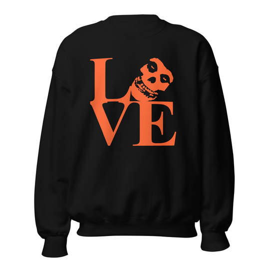 Love Skull Sweatshirt Black Orange