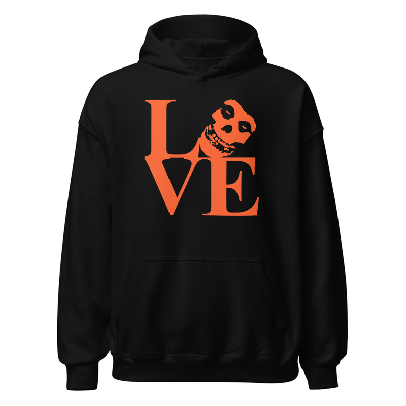 Love Skull Hooded Sweatshirt Black Orange