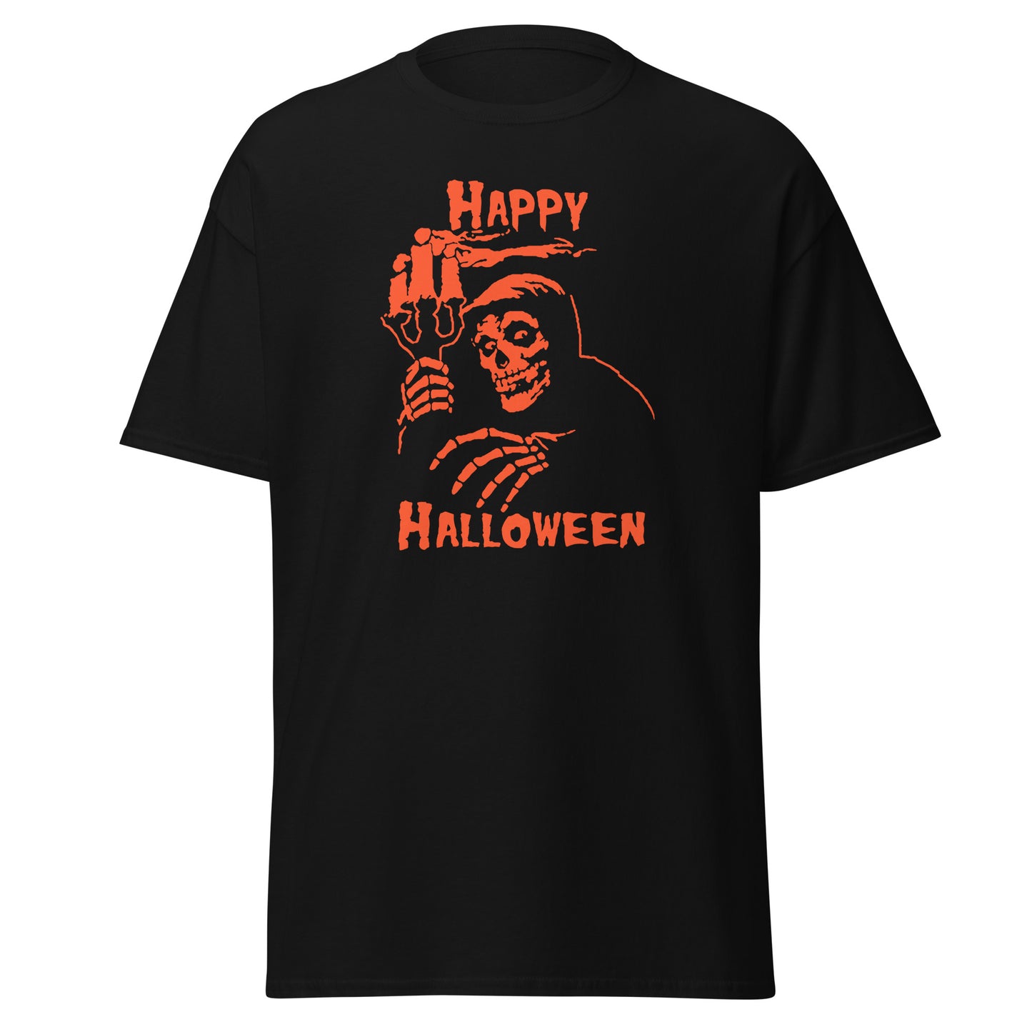 Happy Halloween Skull Tee Black Orange