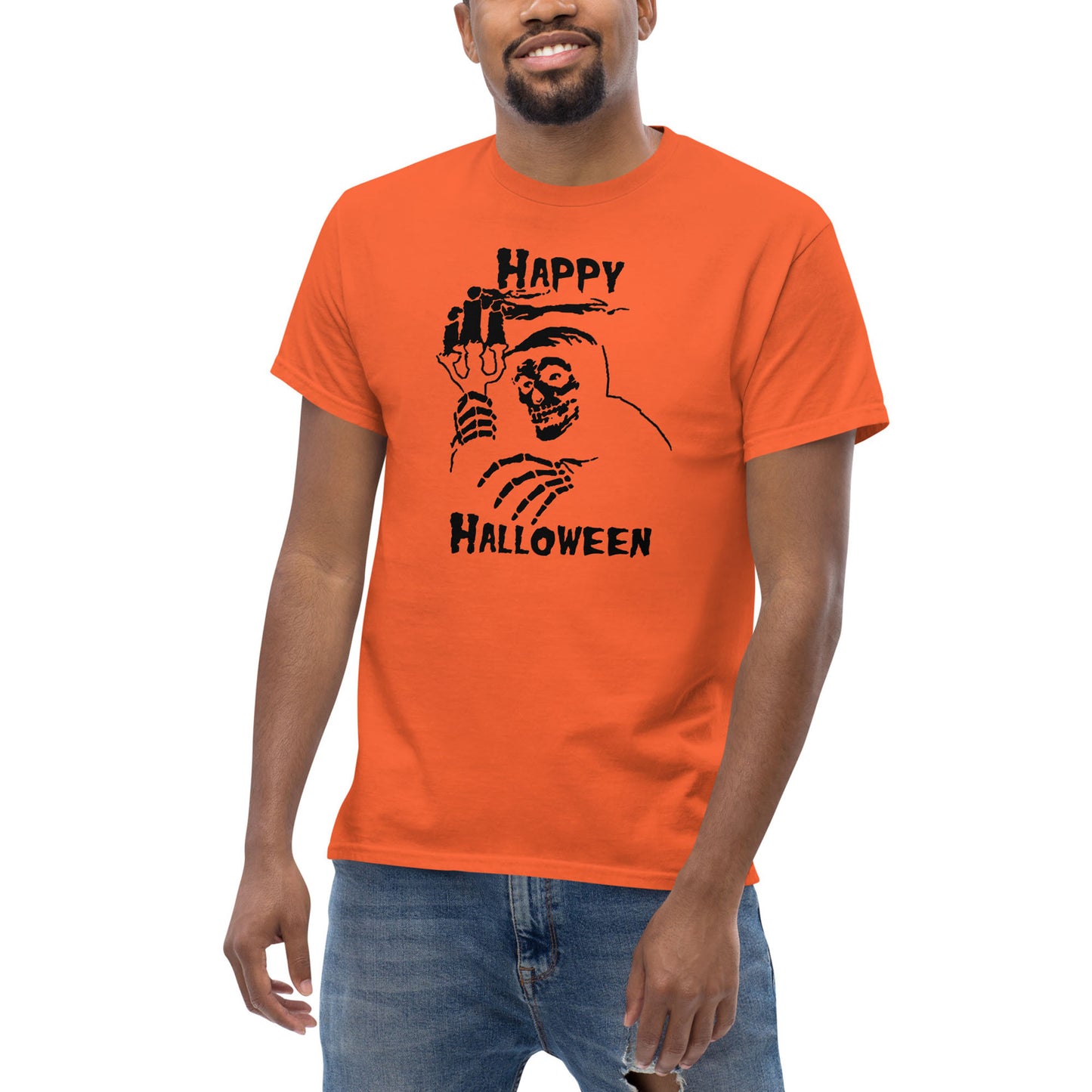 Happy Halloween Skull Tee Orange Black