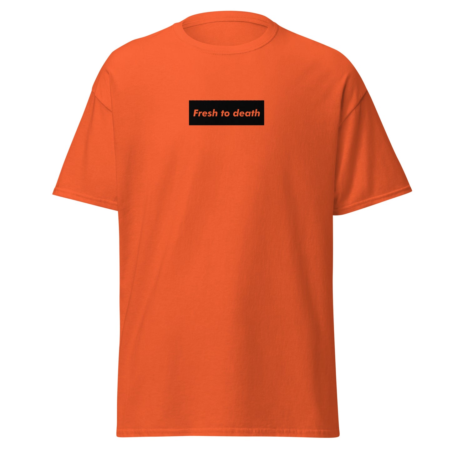 Fresh To Death Box Logo Tee Orange Black