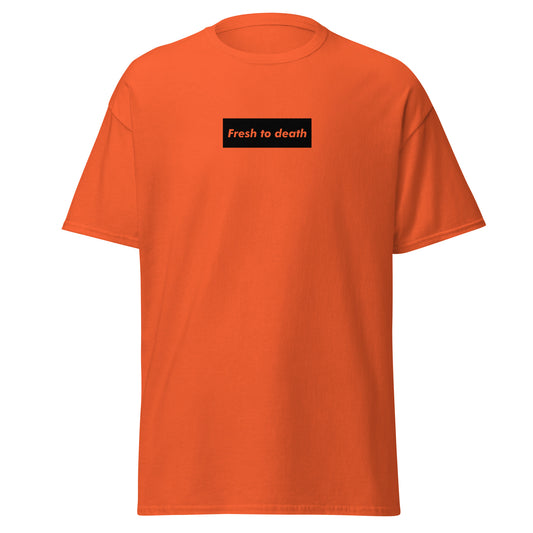 Fresh To Death Box Logo Tee Orange Black