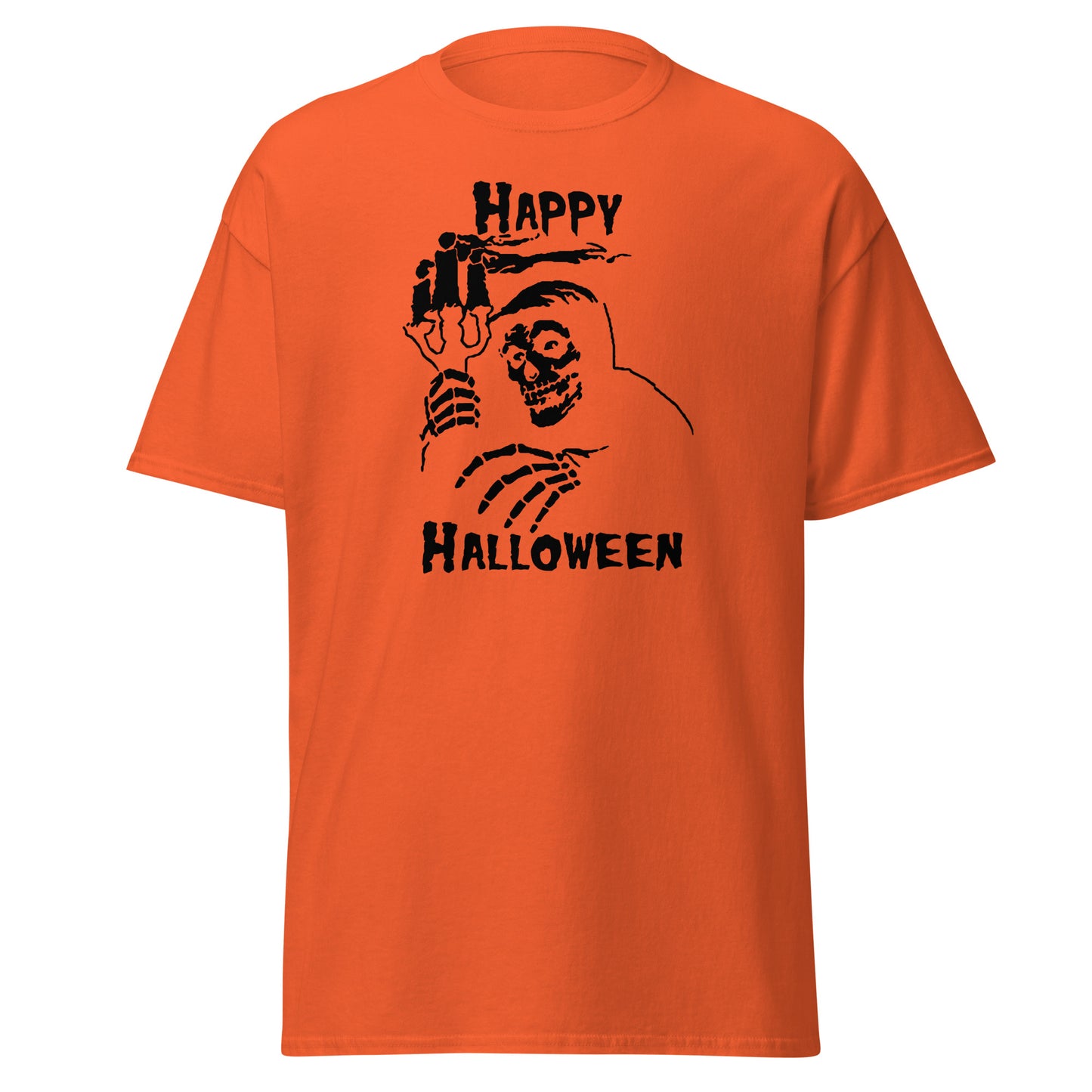 Happy Halloween Skull Tee Orange Black