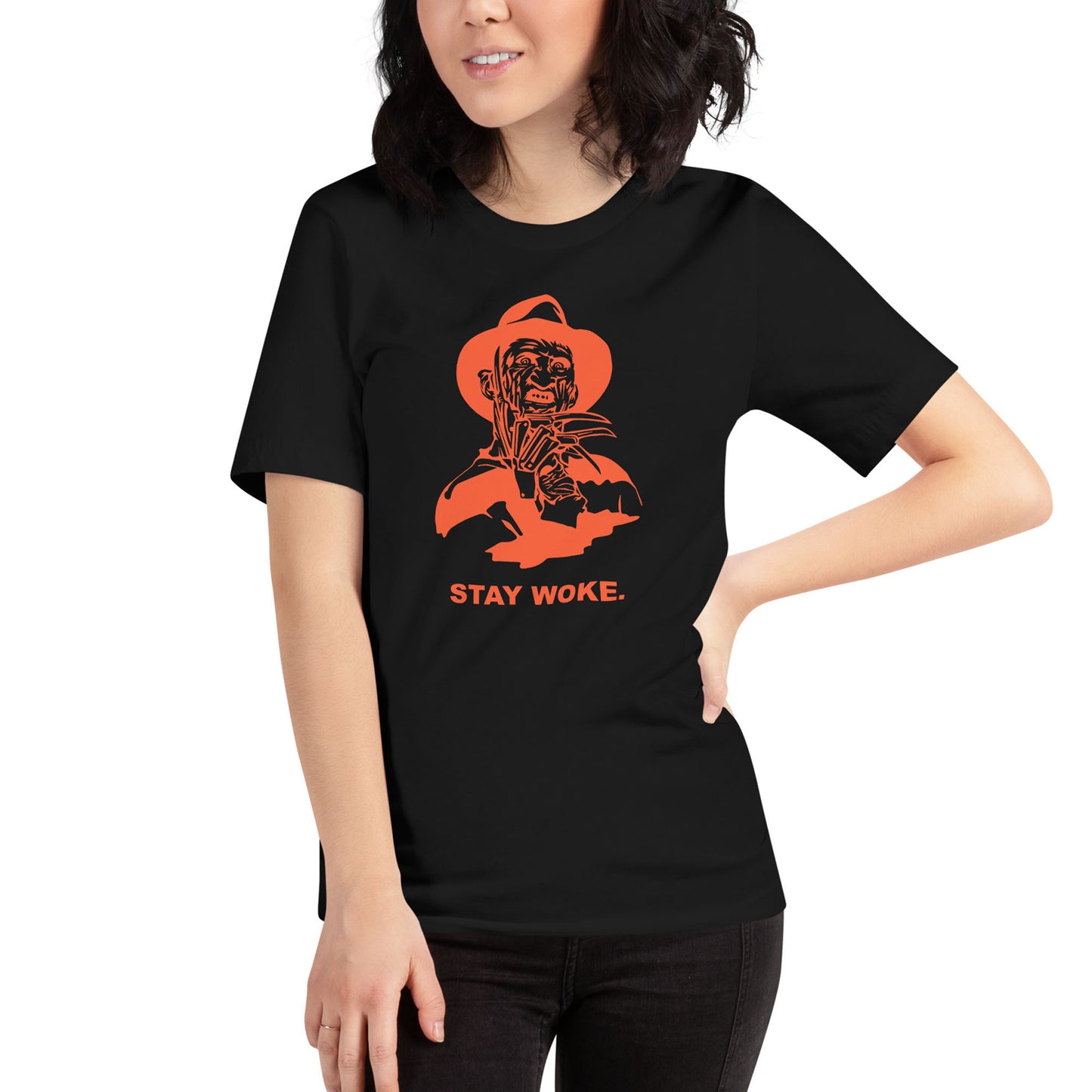 Freddy Krueger Stay Woke Tee Black Orange