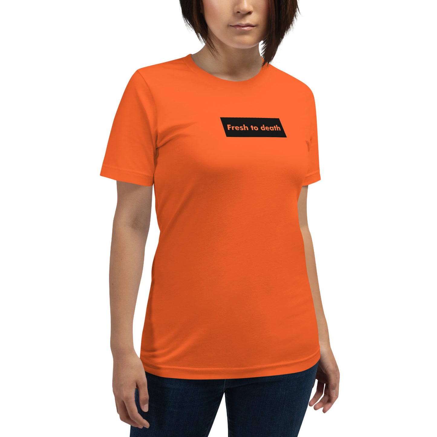 Fresh To Death Box Logo Tee Orange Black