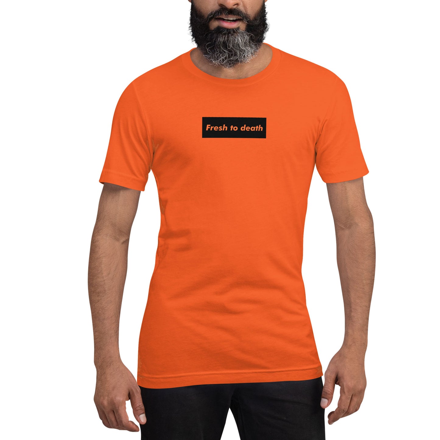 Fresh To Death Box Logo Tee Orange Black