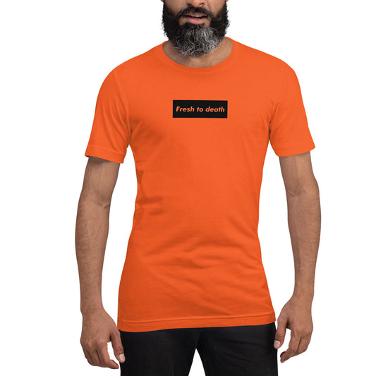 Fresh To Death Box Logo Tee Orange Black